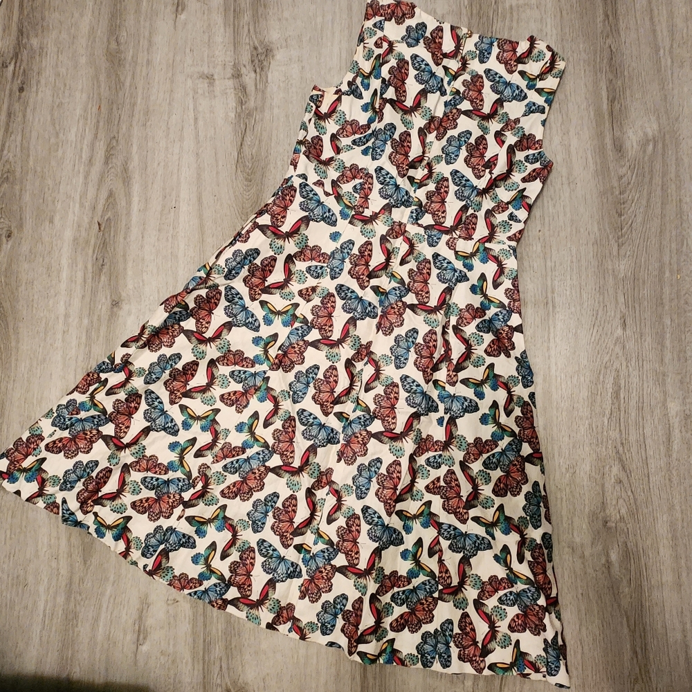 Talbots Linen-Blend Butterfly Print A-Line Sheath… - image 2